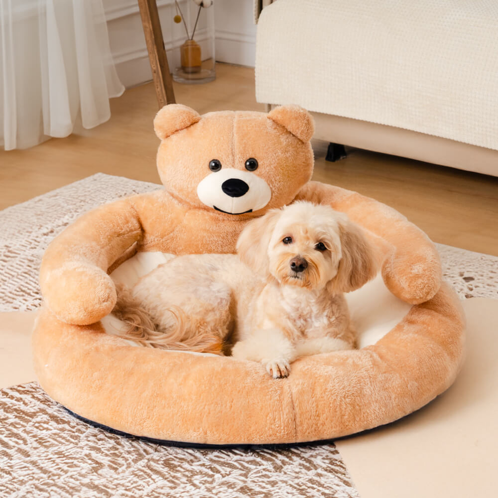 Detachable Cute Cuddly Bear Cat Bed – Soft, Cozy, Non-Slip Pet Sleeping Nest