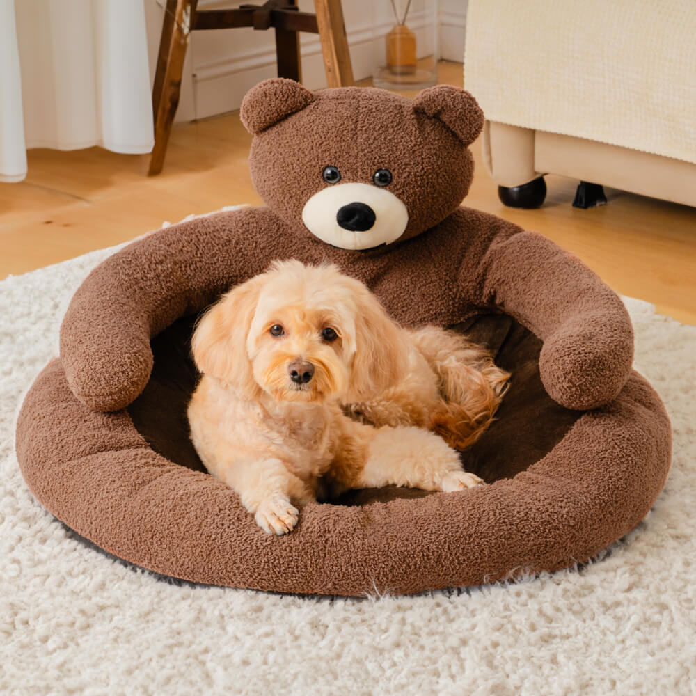 Detachable Cute Cuddly Bear Cat Bed – Soft, Cozy, Non-Slip Pet Sleeping Nest