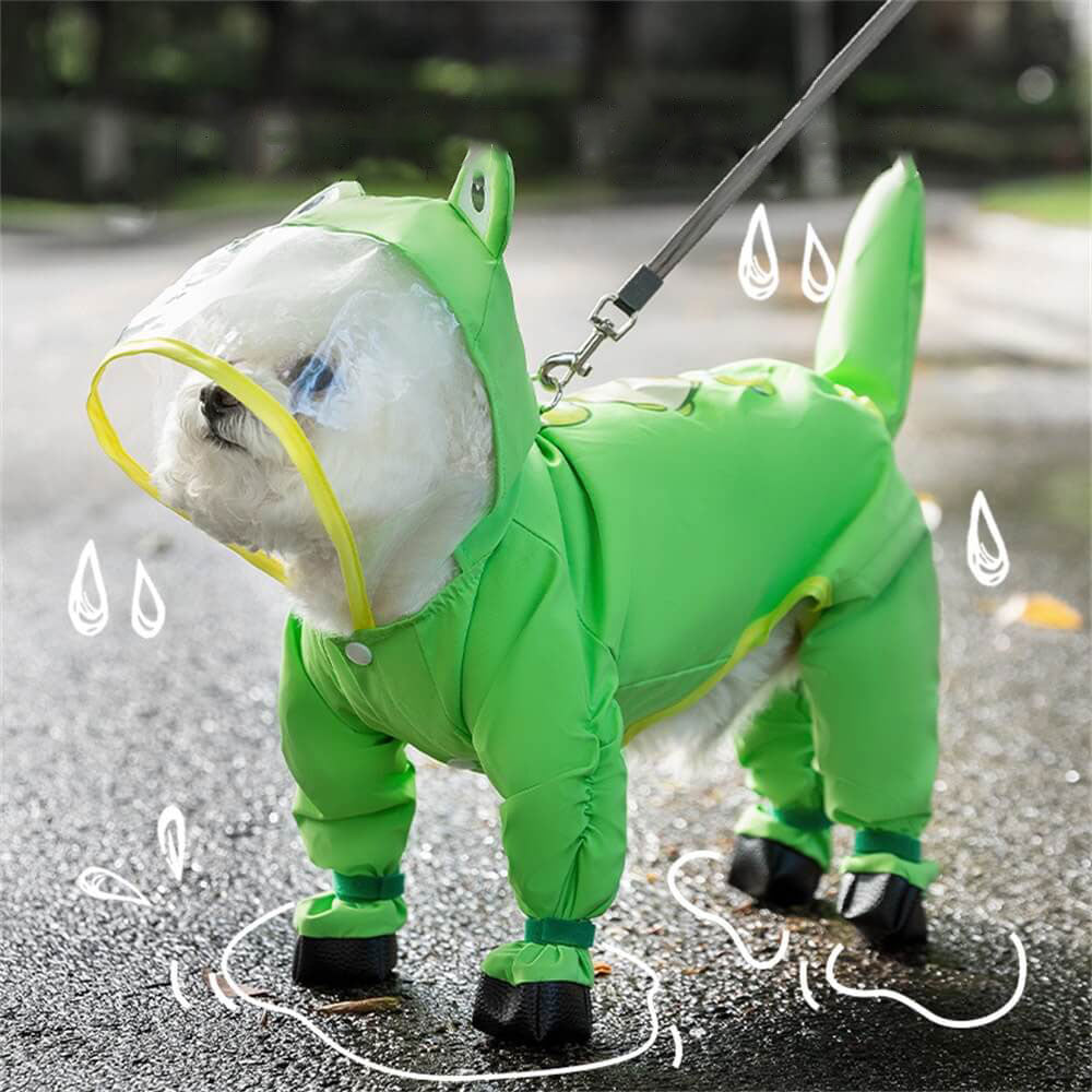 Waterproof Full Body Dog Raincoat With Tail Protection And Animal Design Cover