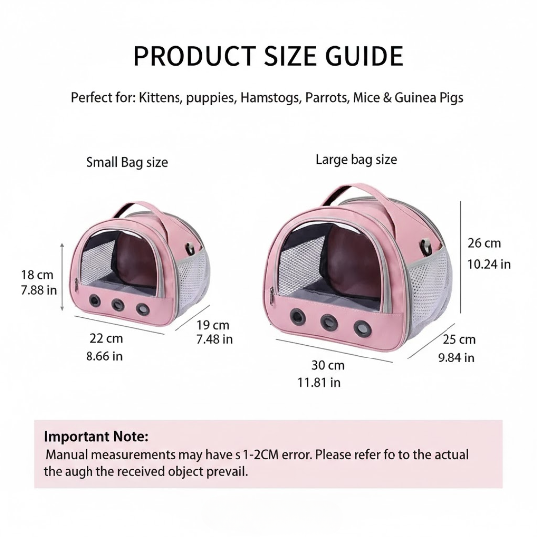 Breathable Mesh Small Animal Carrier With Clear Window For Stress-Free Pet Travel