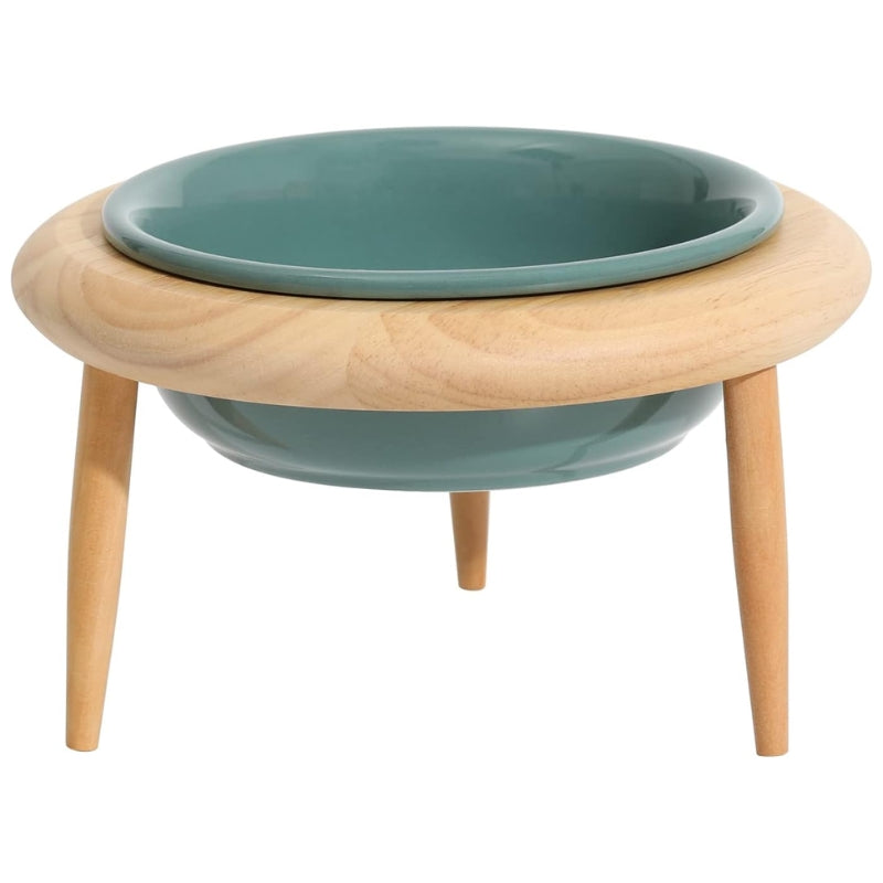 Misha Elevated Ceramic Cat Bowl With Adjustable Wooden Stand