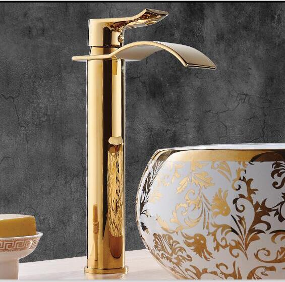 AquaElegance | Elegant Brass Waterfall Basin Mixer Tap for Bathroom Sink