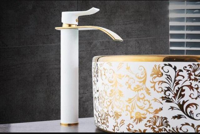AquaElegance | Elegant Brass Waterfall Basin Mixer Tap for Bathroom Sink