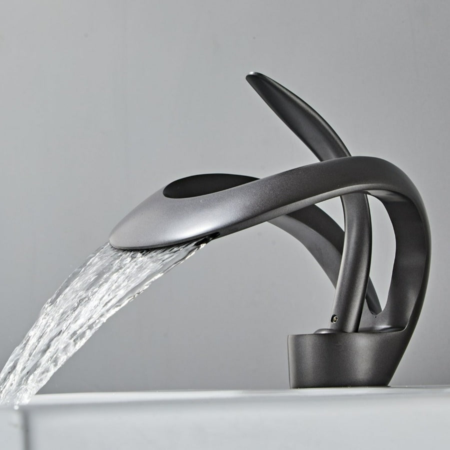 AquaGold | Elegant Modern Brushed Gold Bathroom Sink Faucet
