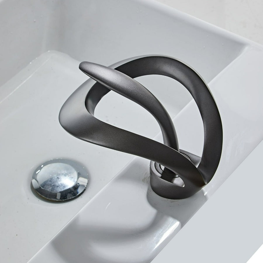 AquaGold | Elegant Modern Brushed Gold Bathroom Sink Faucet