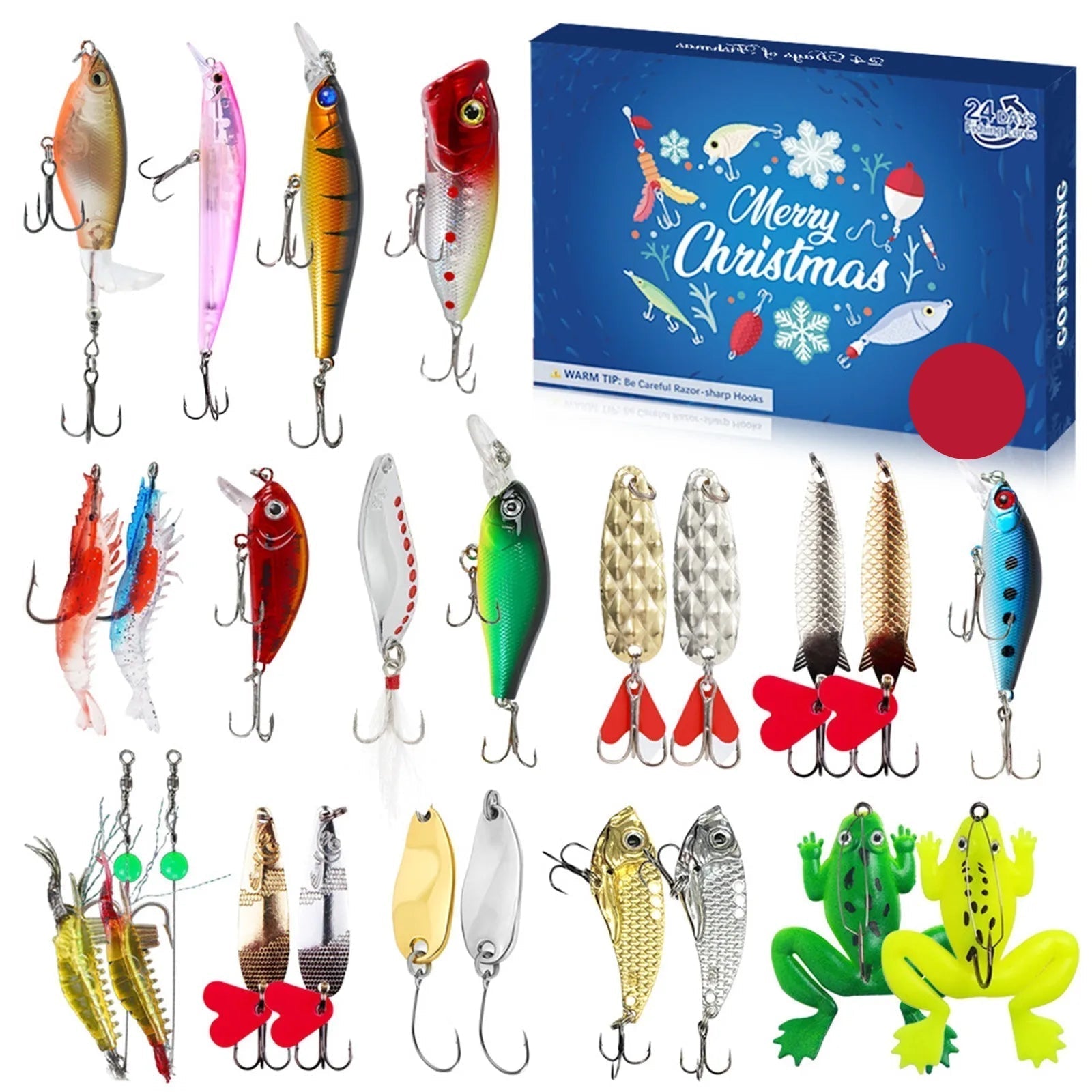 AquaQuest | Compact Waterproof Fishing Advent Calendar with 24 Accessories