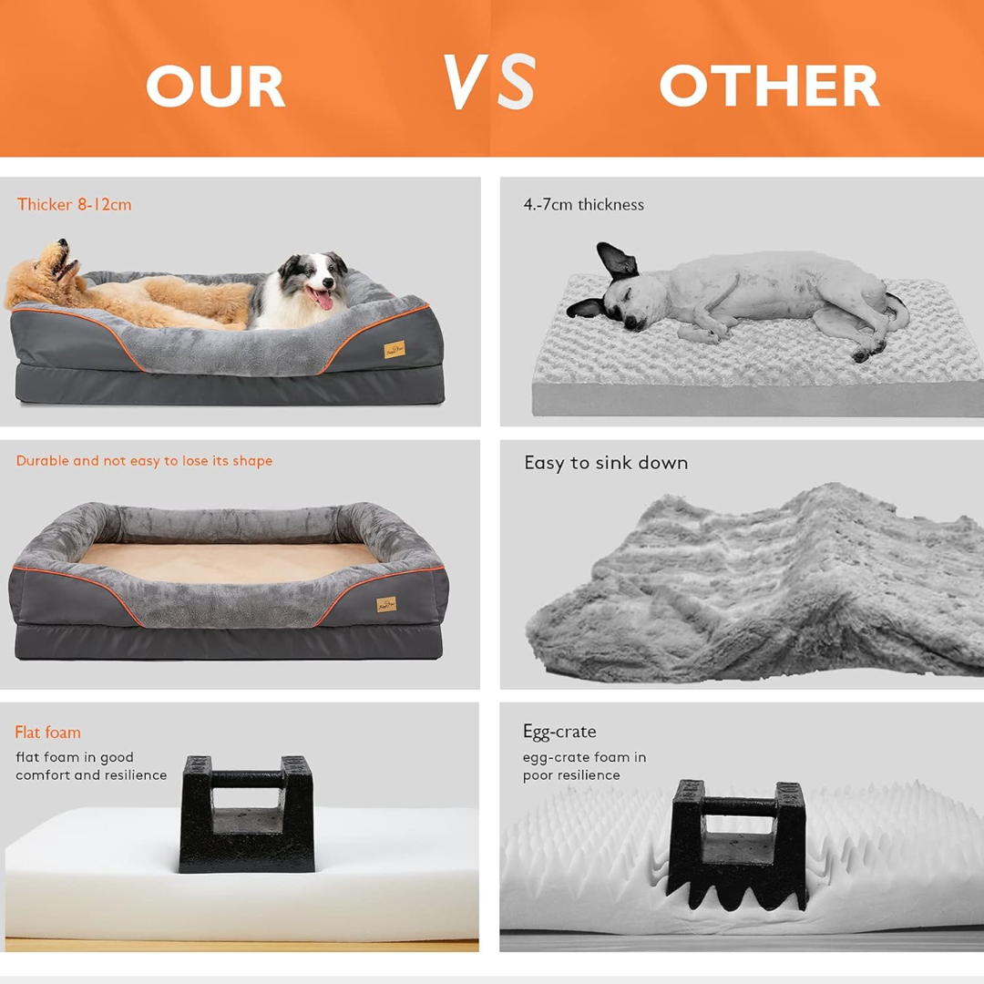 Jumbo Orthopedic Memory Foam Dog Bed With Waterproof Cover, Sofa-Style Bolster & Joint Support For Large Dogs