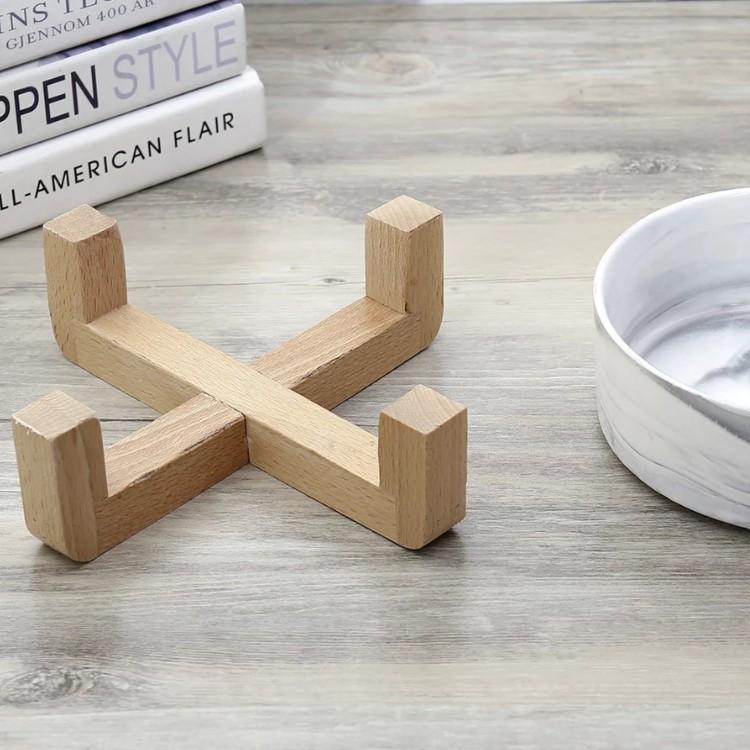 Ceramic Pet Feeding Bowls With Detachable Bamboo Base, Shatter-Resistant & Bpa-Free