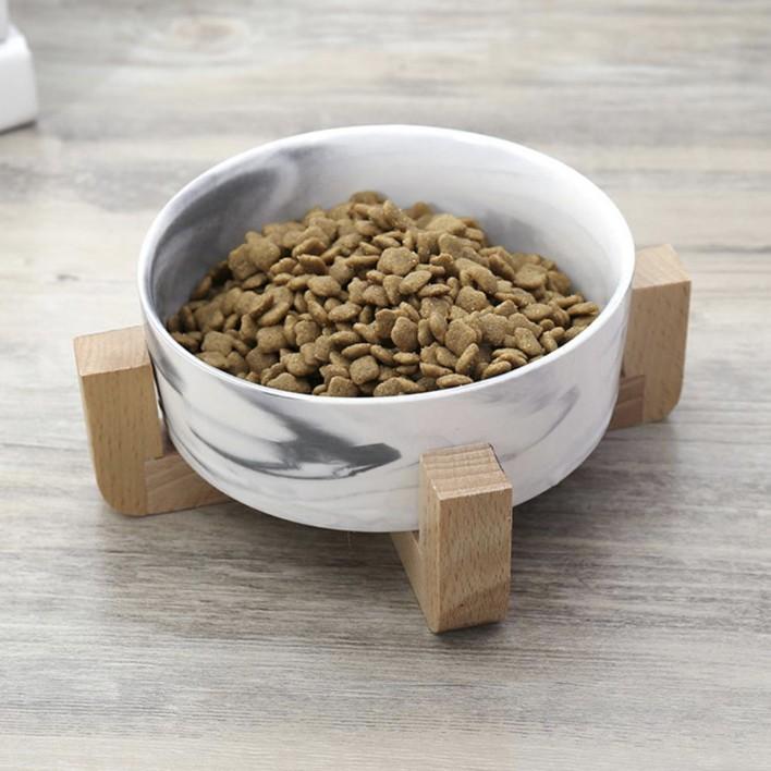 Ceramic Pet Feeding Bowls With Detachable Bamboo Base, Shatter-Resistant & Bpa-Free