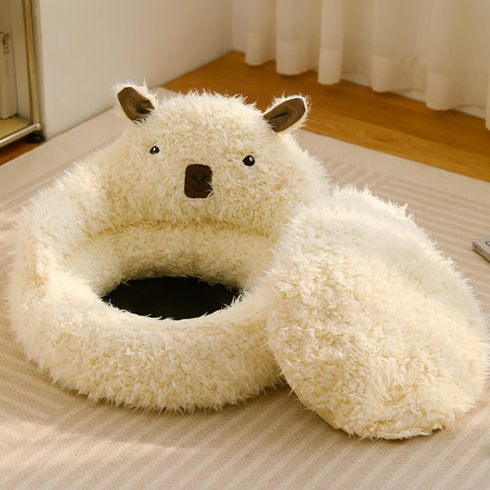 Alpaca-Shaped Fluffy Warm Detachable Dog And Cat Bed