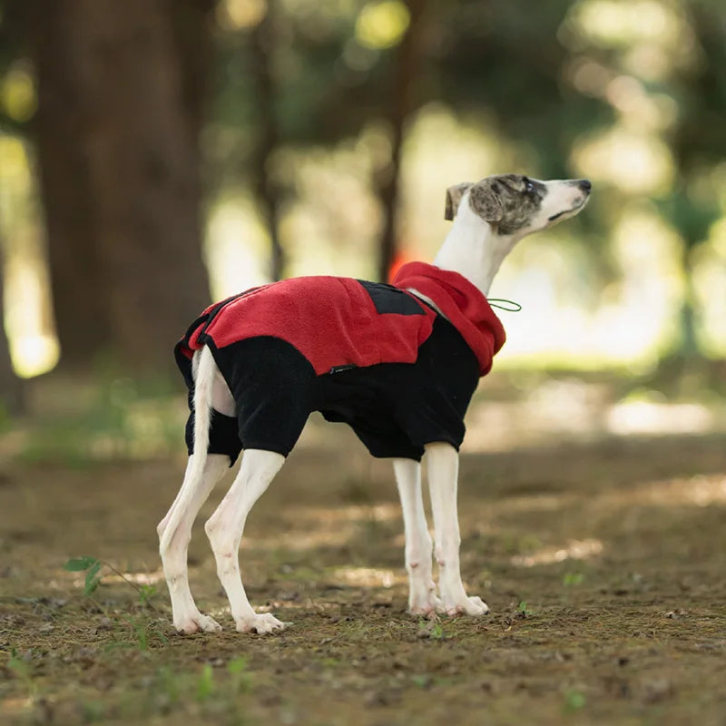 Adjustable Fleece Dog Coat With High Neck Snood And Waist Drawstring For Full-Body Warmth
