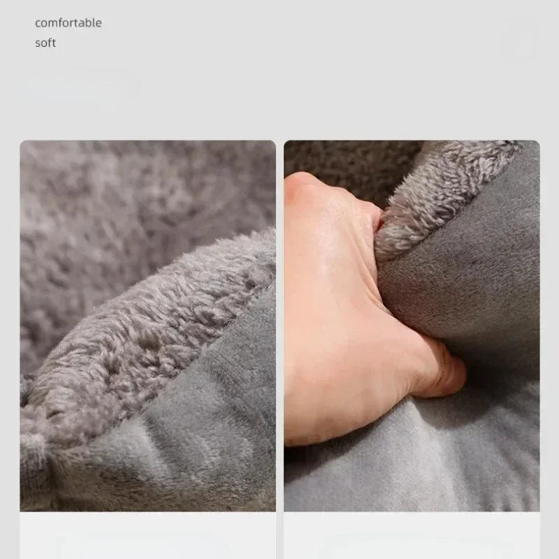 Cozy Rectangular Plush Pet Bed With Scratch-Resistant Fabric And High Rebound Supportive Nest