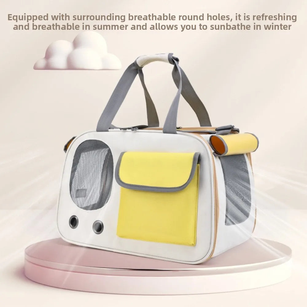 Travel Cat Carrier With Breathable Mesh, Foldable Design & Steel Frame For Safe, Comfortable Travel