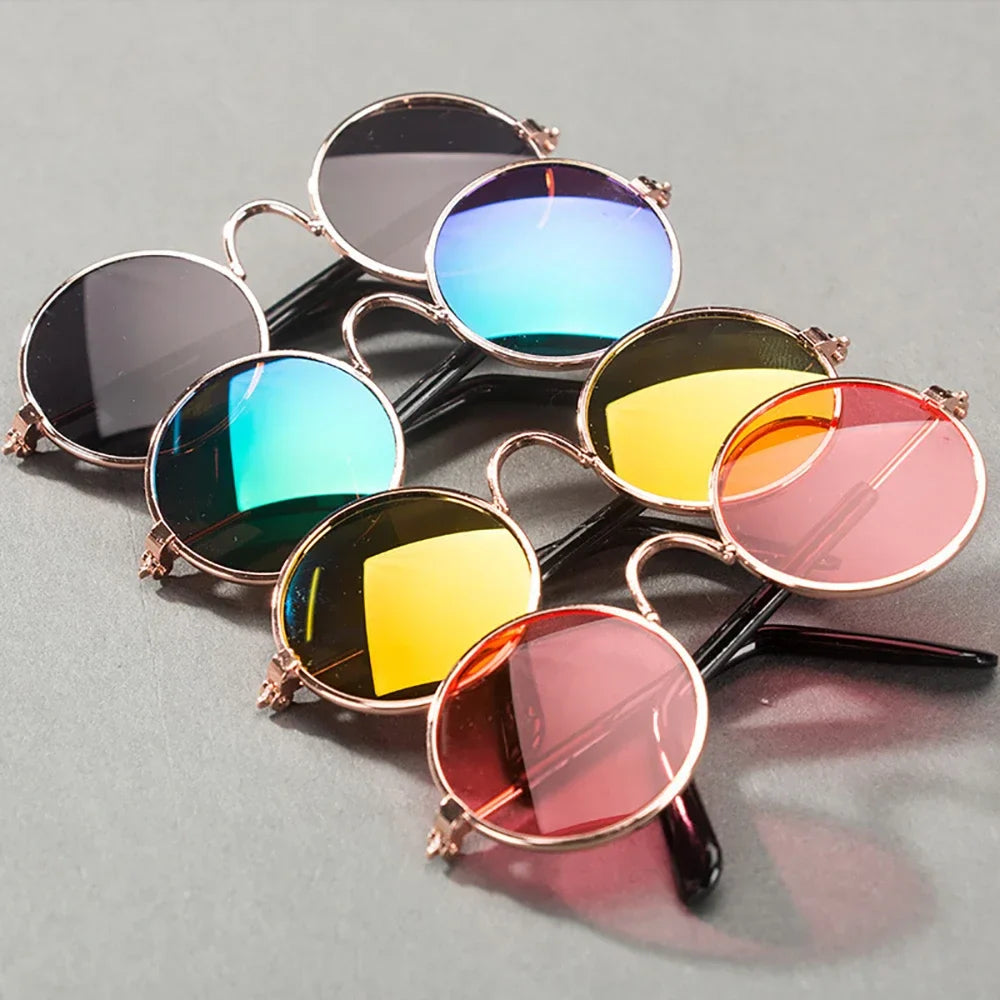 Retro Round Metal Frame Pet Sunglasses For Cats And Small Dogs