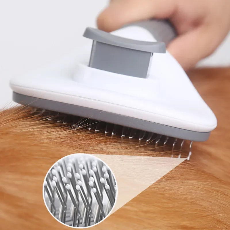 Self-Cleaning Slicker Grooming Brush With One-Click Deshedding And Skin Massage For Pets