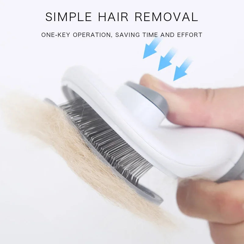 Self-Cleaning Slicker Grooming Brush With One-Click Deshedding And Skin Massage For Pets