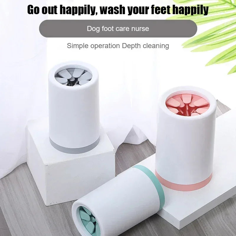 Portable Silicone Dog Paw Washer With 360° Soft Bristle Mud Remover Cup