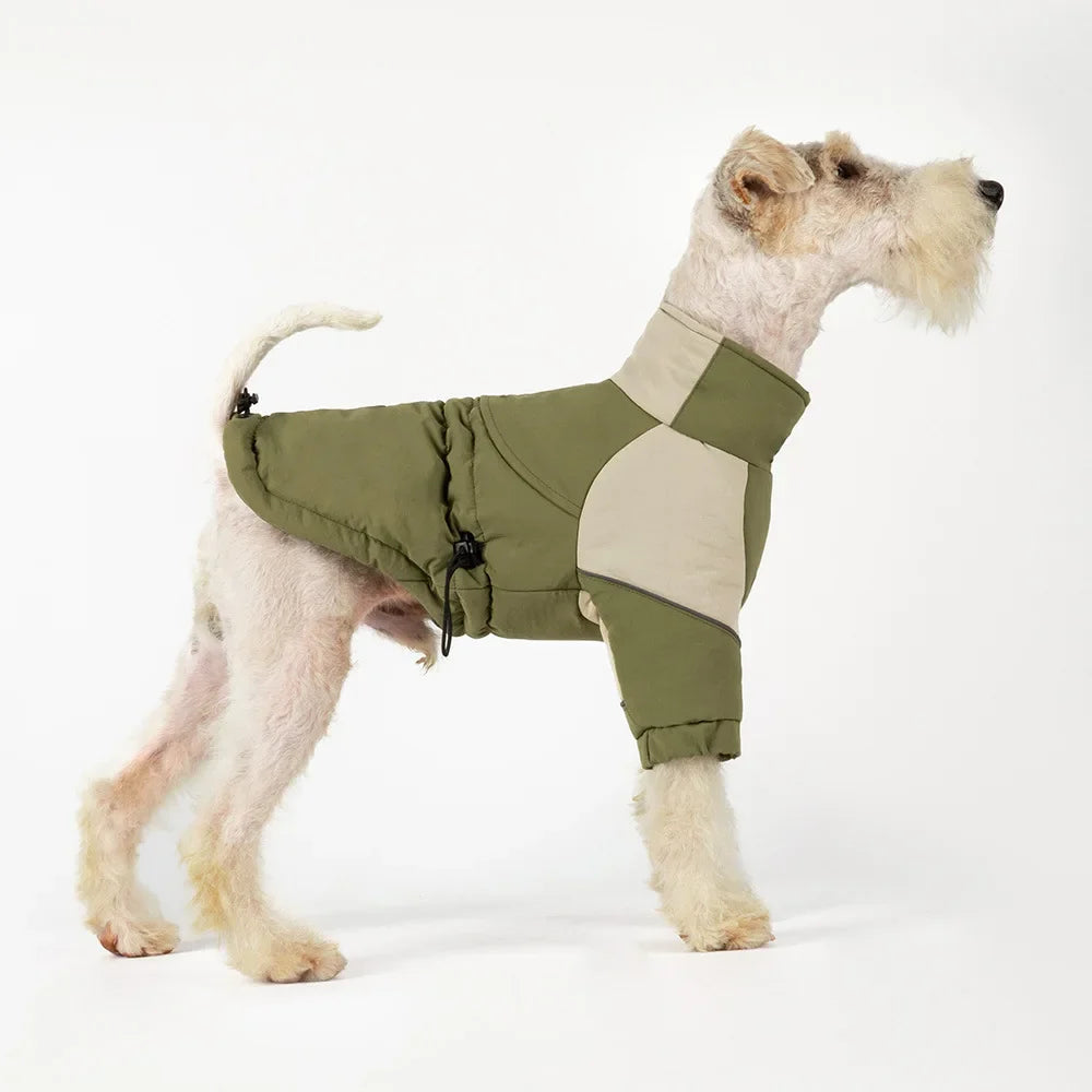 Waterproof Winter Dog Coat With Thermal Filling, Back Zipper, And Reflective Safety Stripes