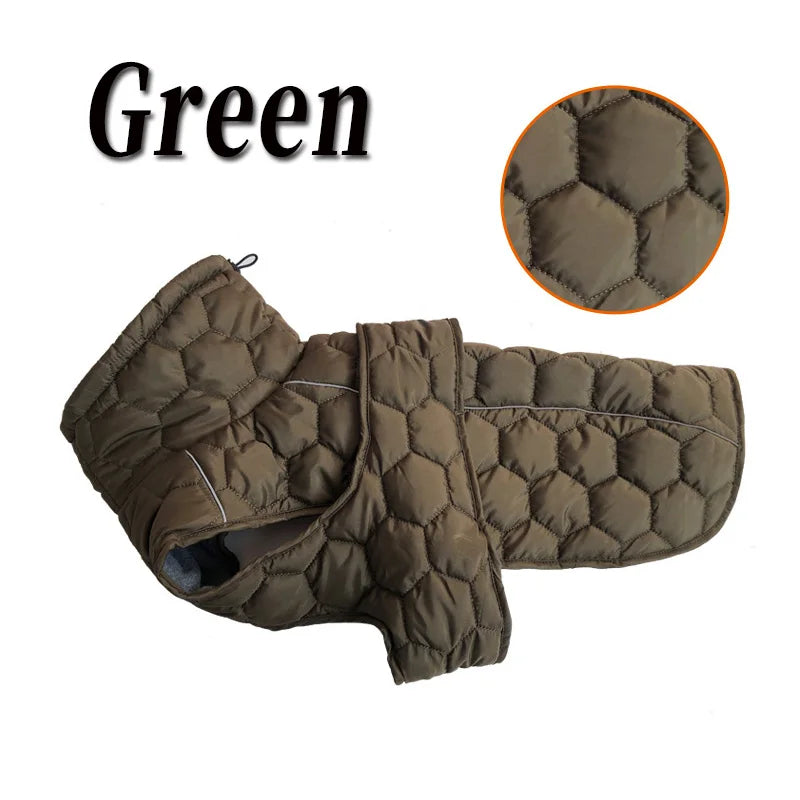 High Neck Thermal Dog Coat With Polar Fleece Lining And Reflective Winter Safety Jacket