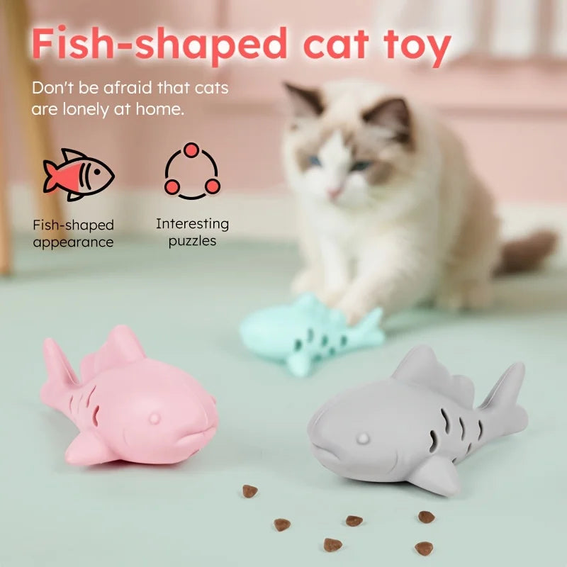 Silicone Fish Cat Treat Toy – Bite-Resistant Dental Chew & Slow Feeder Dispenser