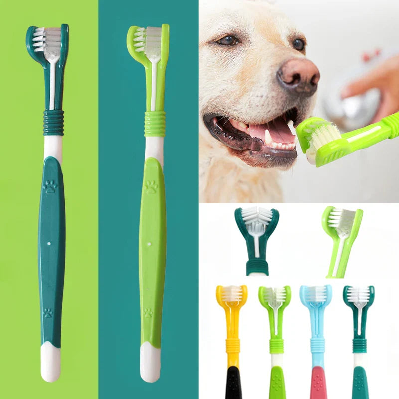 3-Sided Pet Dental Toothbrush For Dogs & Cats With 360° Tartar Removal And Gum Care