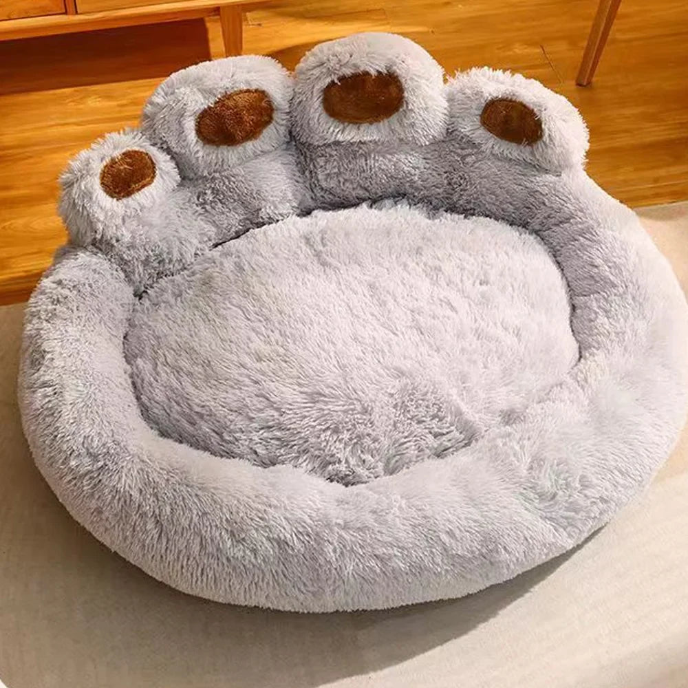 Ultra-Soft Fluffy Plush Dog Bed With Calming Bear Paw Design – Cozy Winter Nest For Pets