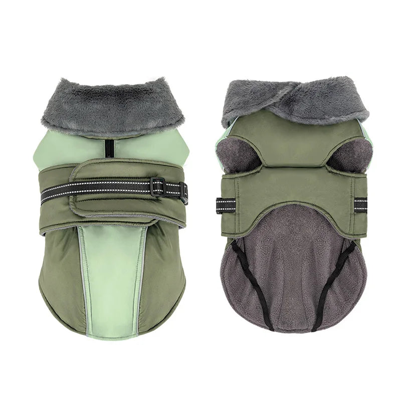 Waterproof Dog Jacket With Harness And Plush Fleece Lining For Warm, Comfortable Walks