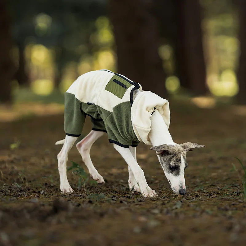Adjustable Fleece Dog Coat With High Neck Snood And Waist Drawstring For Full-Body Warmth