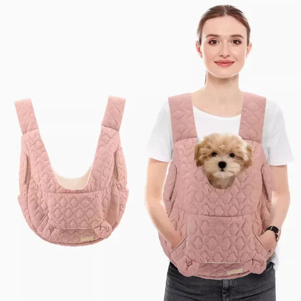Quilted Thermal Pet Carrier With Kangaroo Pocket For Small Dogs & Cats – Ergonomic Hands-Free Design