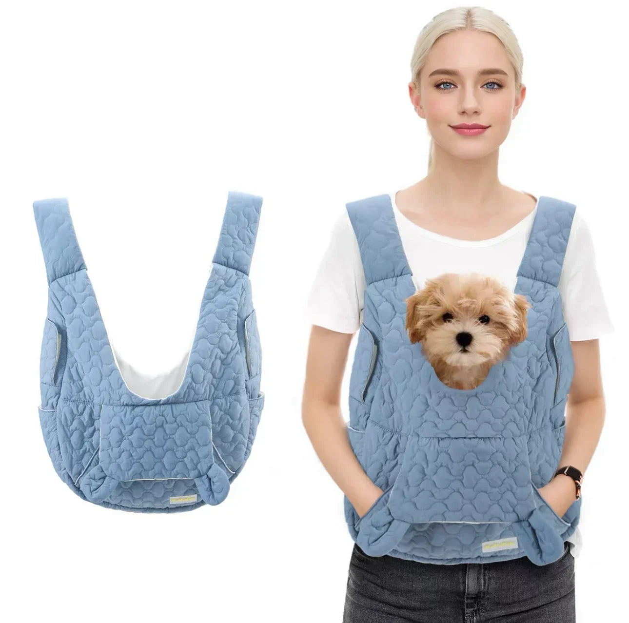Quilted Thermal Pet Carrier With Kangaroo Pocket For Small Dogs & Cats – Ergonomic Hands-Free Design