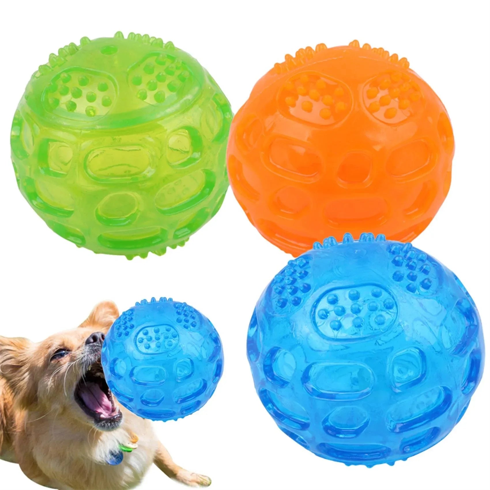 Durable Squeaky Dog Chew Ball With Teeth Cleaning, High Bounce & Floating Toy