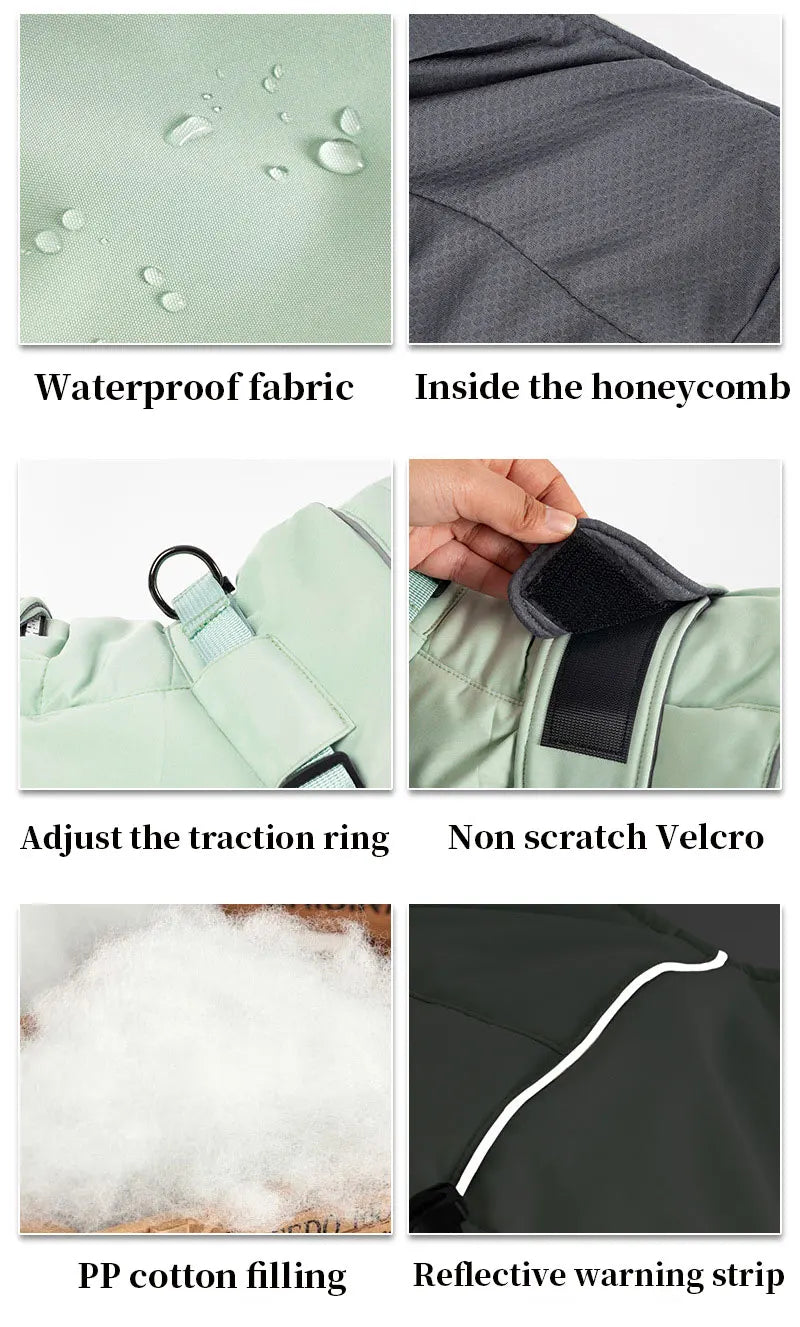 Waterproof Dog Coat With Integrated Harness, High Neck & Reflective Safety Strips