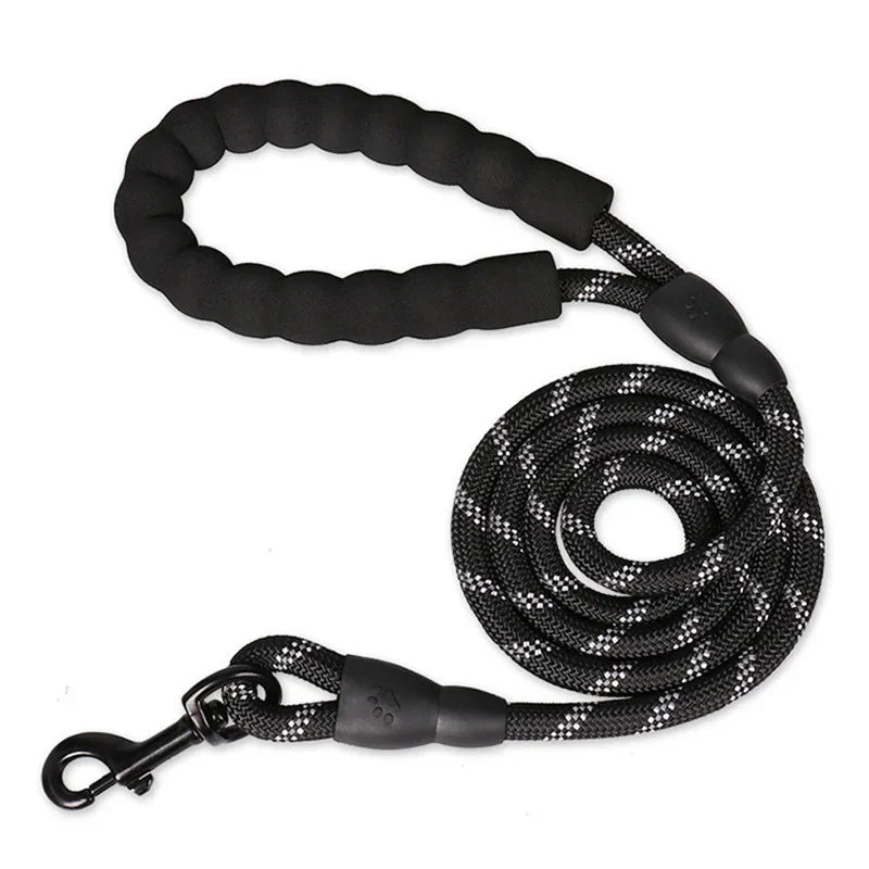 Heavy Duty Dog Lead With Padded Handle, Reflective Climbing-Grade Rope & Swivel Clasp