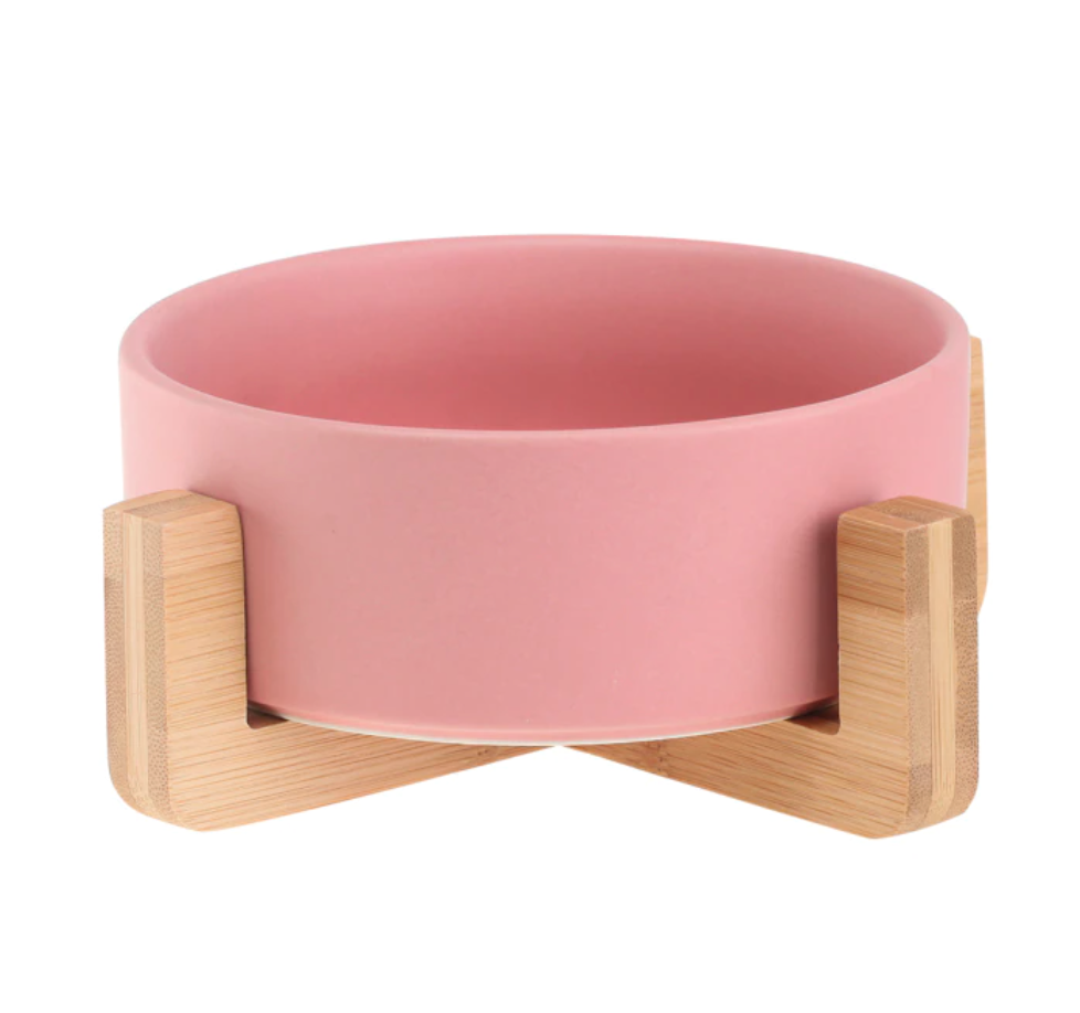 Ceramic Pet Feeding Bowls With Detachable Bamboo Base, Shatter-Resistant & Bpa-Free