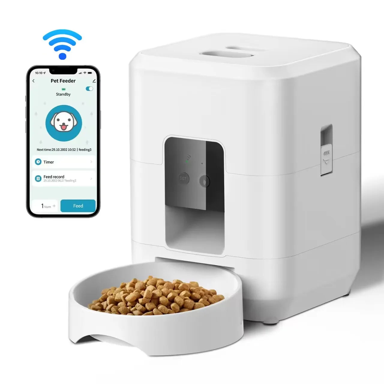 Wifi Automatic Pet Feeder With App Control, Programmable Timer, Voice, Dual Power & Anti-Stick Design