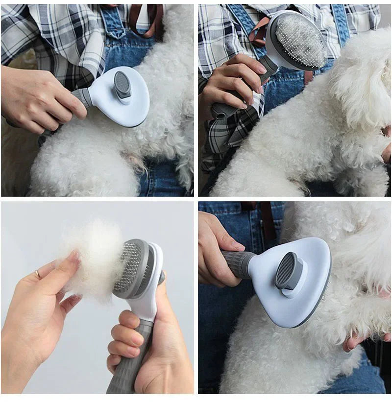 Self-Cleaning Slicker Grooming Brush With One-Click Deshedding And Skin Massage For Pets
