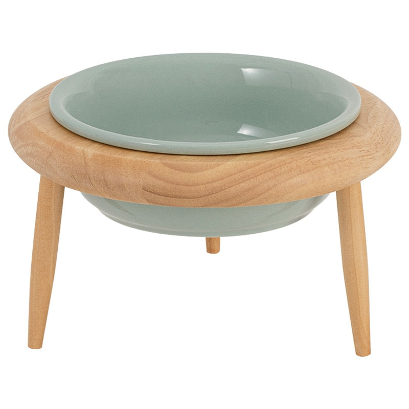 Misha Elevated Ceramic Cat Bowl With Adjustable Wooden Stand