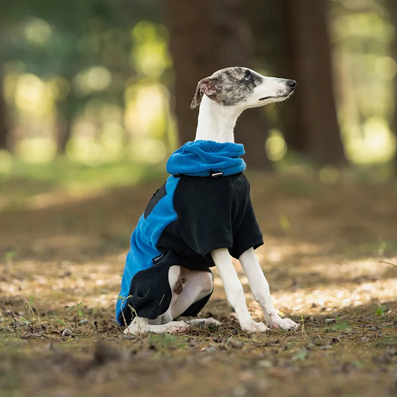 Adjustable Fleece Dog Coat With High Neck Snood And Waist Drawstring For Full-Body Warmth