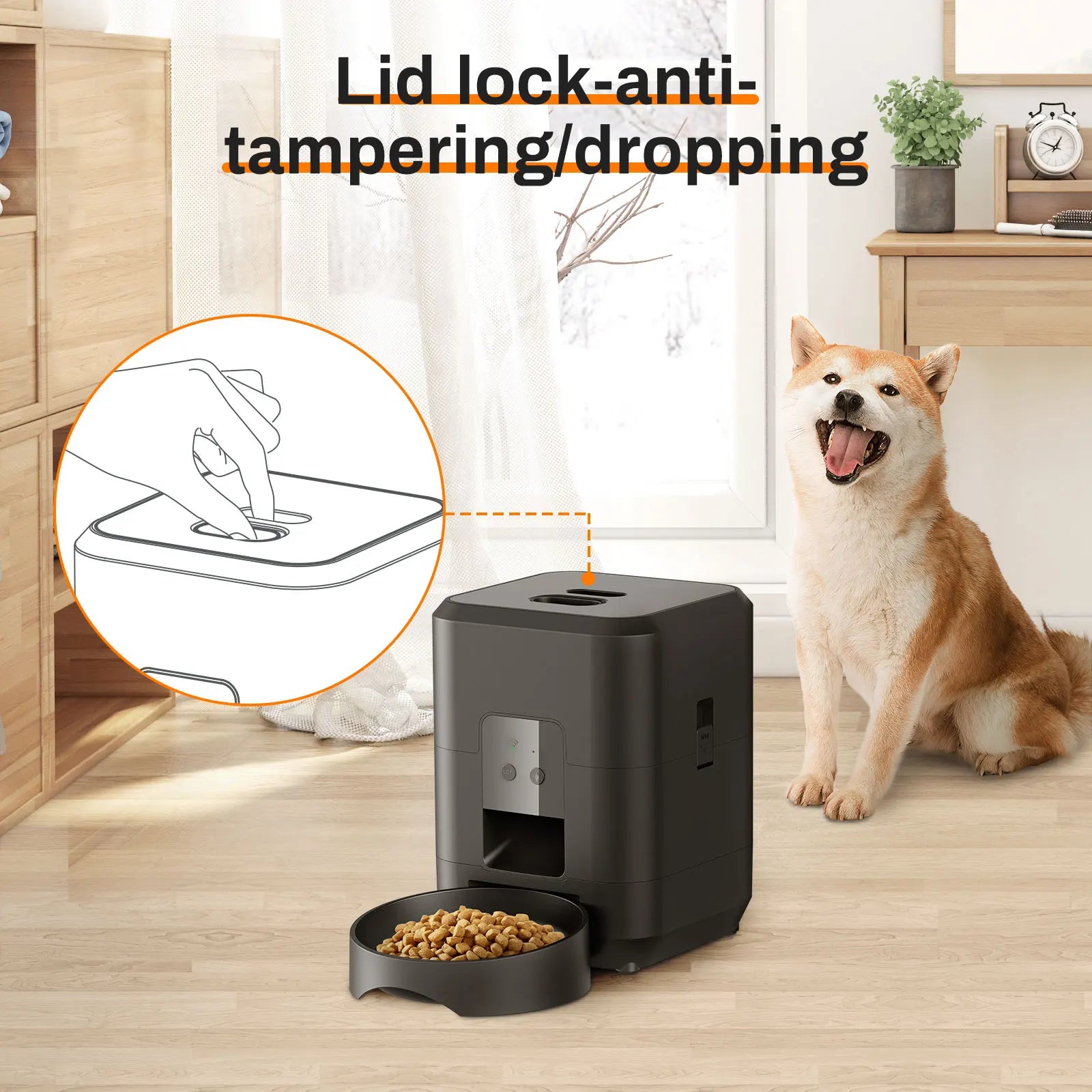 Wifi Automatic Pet Feeder With App Control, Programmable Timer, Voice, Dual Power & Anti-Stick Design