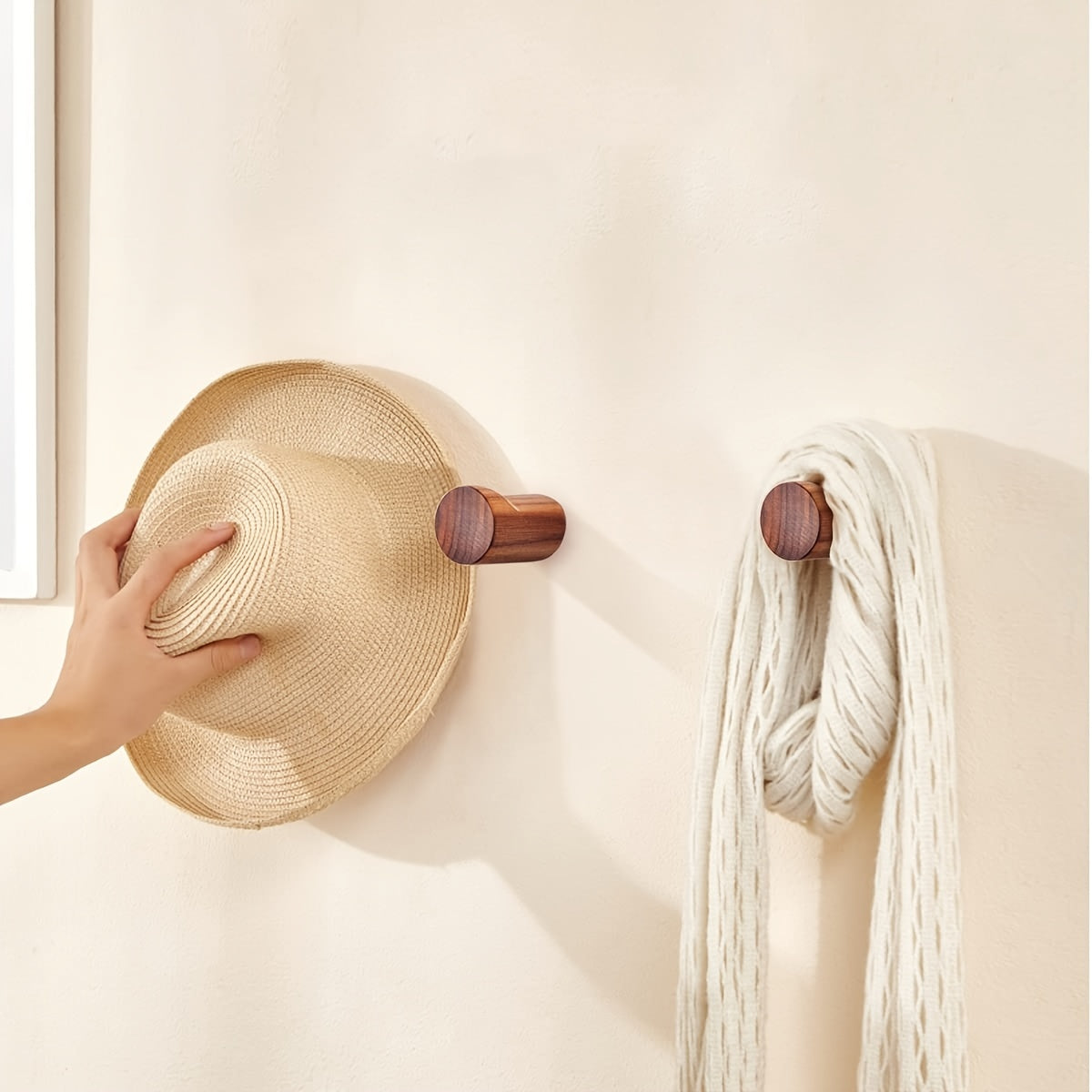 WalnutCraft | Elegant Compact Wooden Wall Hook for Coat and Key Storage