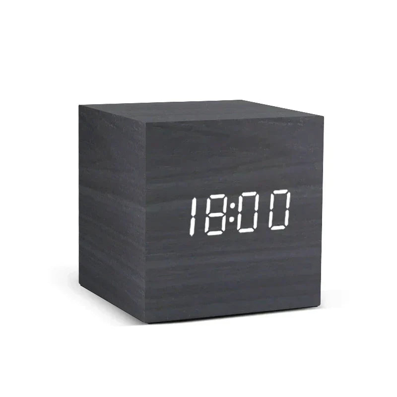 WoodAura | Modern Elegant Digital Alarm Clock with Temperature Display