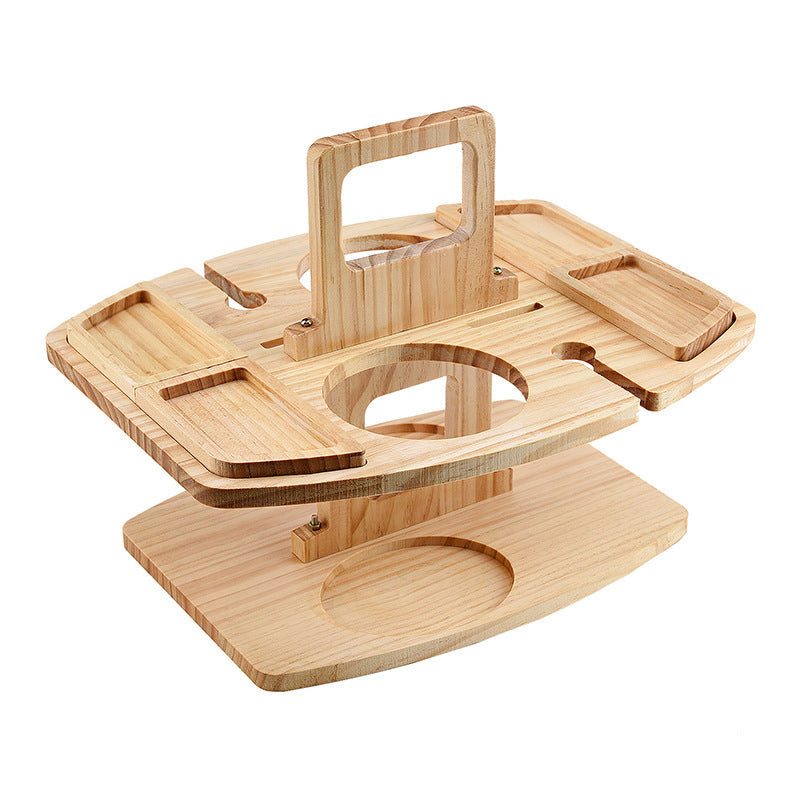 WoodNest | Stylish Portable Wood Picnic Table with Wine & Snack Holders