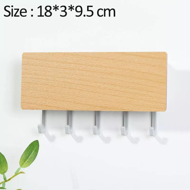 WoodenElegance | Stylish Modern Key Holder for Wall with Colorful Hooks