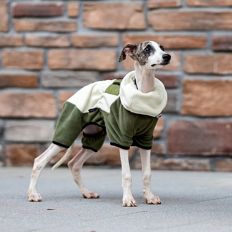 Adjustable Fleece Dog Coat With High Neck Snood And Waist Drawstring For Full-Body Warmth