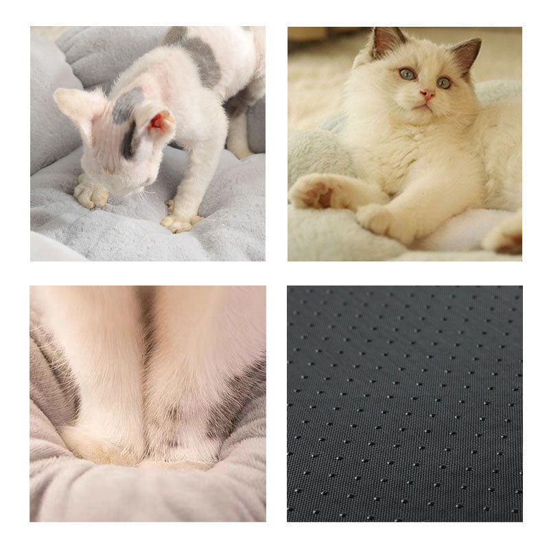 Deep Sleep Flower Shape Cat Bed With Soft Rabbit Fleece And Non-Slip Base