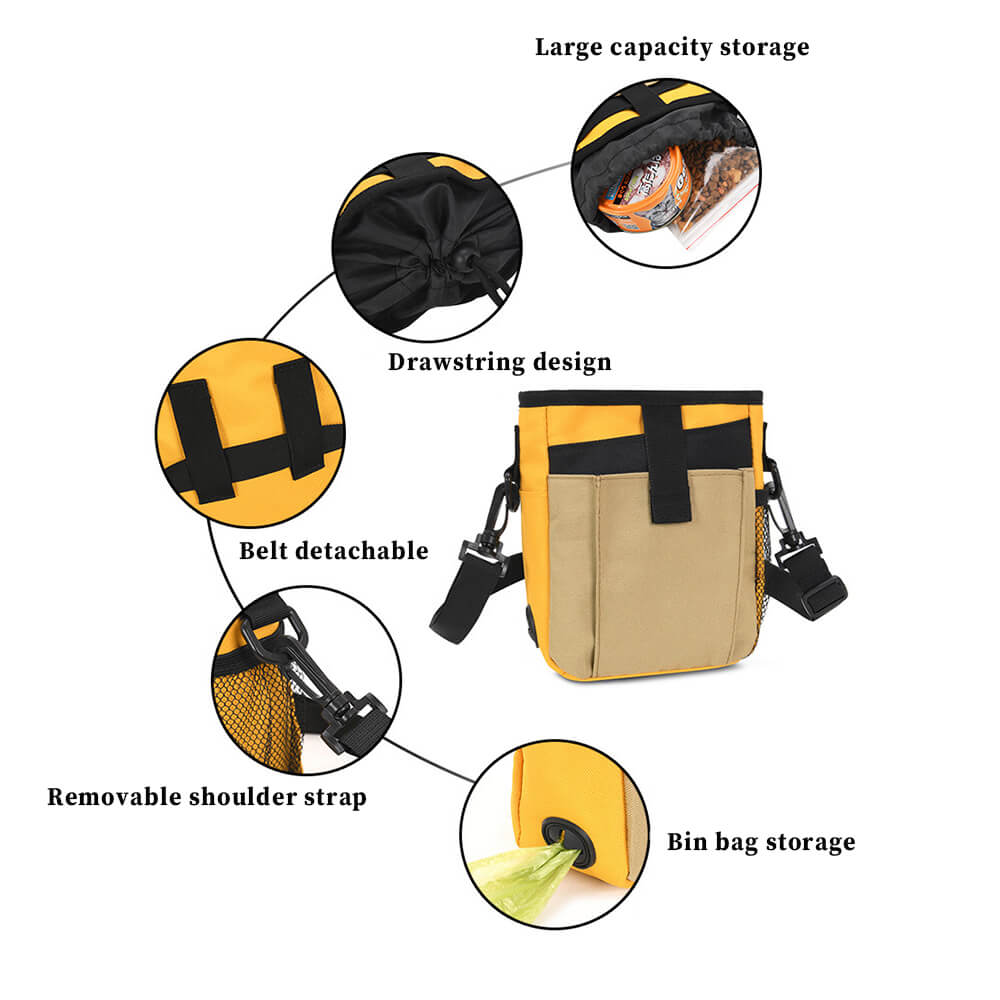 Waterproof Dog Treat Training Bag With Adjustable Strap And Multiple Pockets