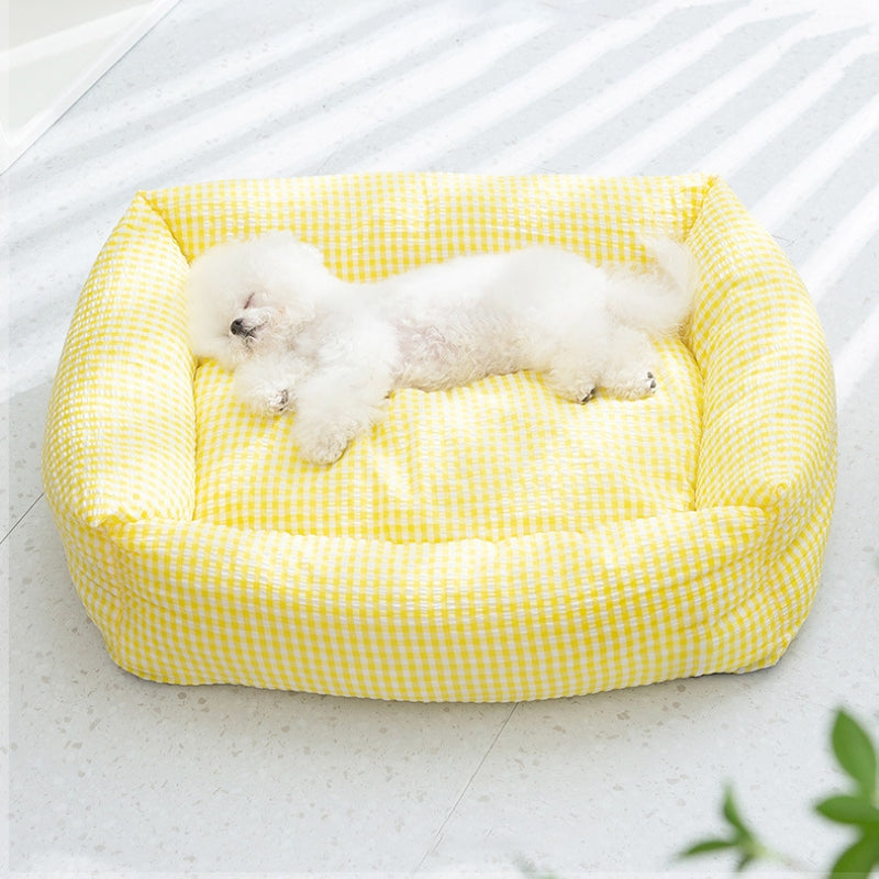 Rectangular Washable Dog Bed With Breathable Fabric And Cushioned Sides