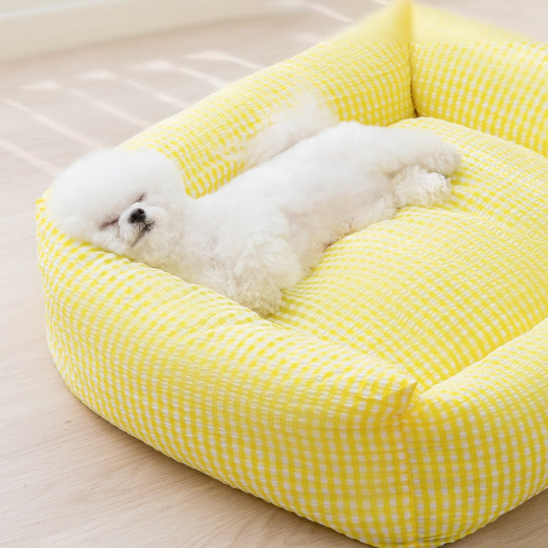 Rectangular Washable Dog Bed With Breathable Fabric And Cushioned Sides