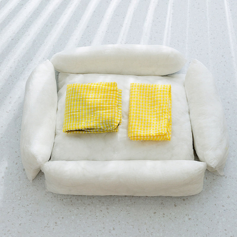 Rectangular Washable Dog Bed With Breathable Fabric And Cushioned Sides