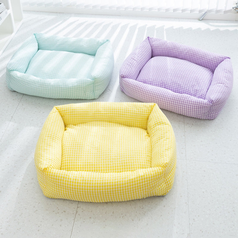 Rectangular Washable Dog Bed With Breathable Fabric And Cushioned Sides